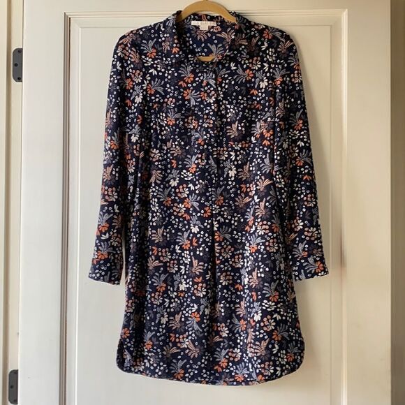 Pretty Floral Popover Dress With Collar - Picture 1 of 8